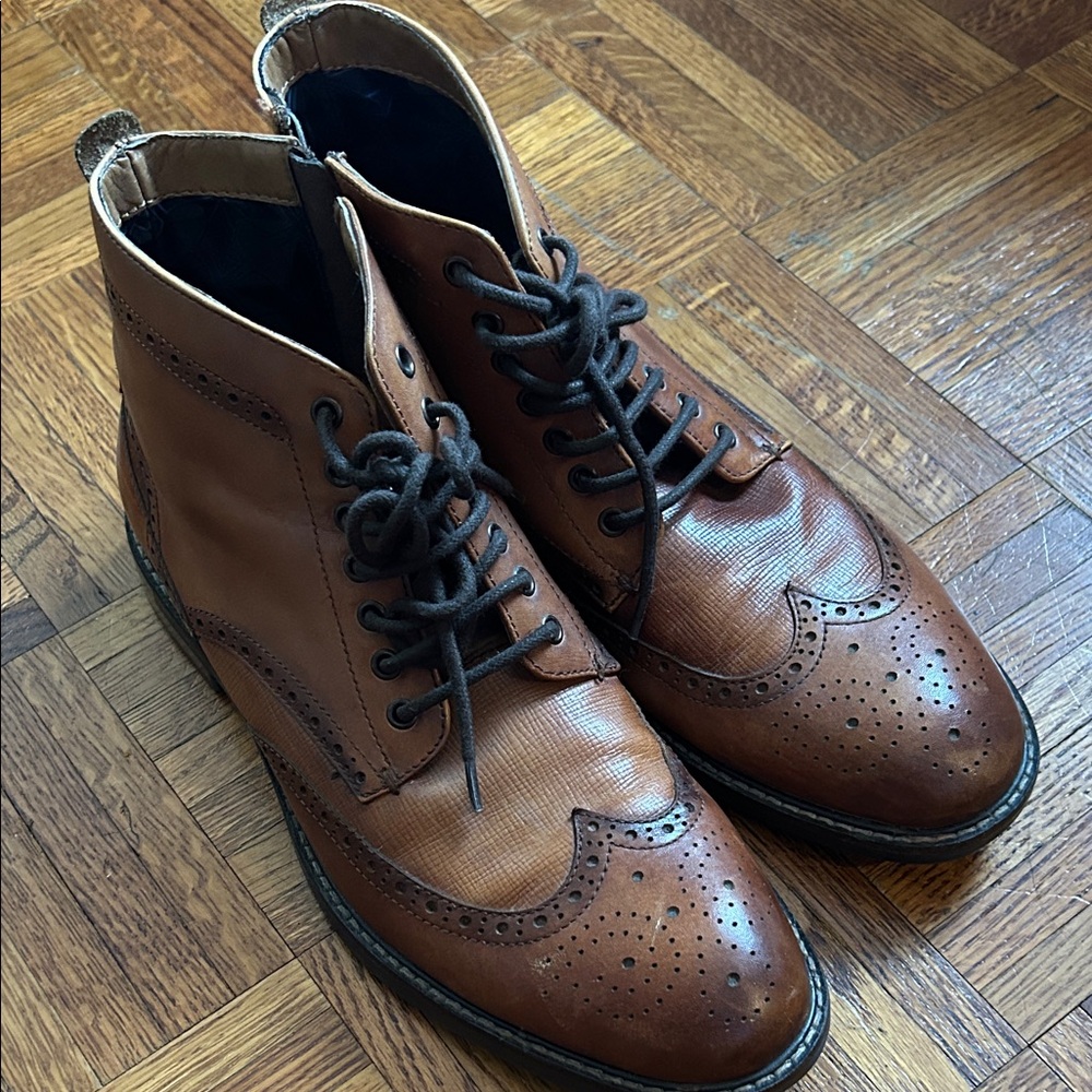 Steve Madden Tan Leather Brogue Boots
